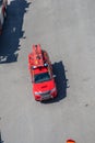 Overhead view of a small fire truck..