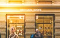 Gothenburg, Sweden - May 02, 2018:  People Walking by a Michael Kors Luxury Handbag Store in Central Gothenburg Royalty Free Stock Photo