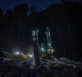 Drilling rig working at night..