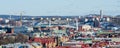 Gothenburg - view over the city`s colorful roofs with popular Ullevi stadium during winter Royalty Free Stock Photo