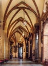 Gothic aisle of Gniezno Cathedral with symbolic sarcophagus and coffin of St. Adalbert, Sw. Wojciech, martyr in Gniezno, Poland Royalty Free Stock Photo