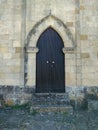 Sardinia. Mogoro. Church of the Madonna del Carmine, 14th century. north side portal in Aragonese Gothic architectural style Royalty Free Stock Photo