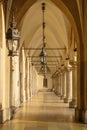 Gothic arcades in sukiennice buidning.