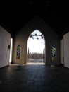 Gothic arch and stained glass windows Royalty Free Stock Photo