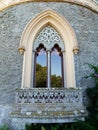 Gothic arched window in the castle. Royalty Free Stock Photo