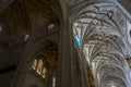 Gothic arches of christian church interior, City of Segovia, famous for its Roman aqueduct, in Spain Royalty Free Stock Photo