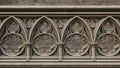 Gothic architectural stone railing with intricate patterns and arches Royalty Free Stock Photo