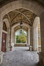 Serene Gothic Archway with Autumn Leaves, University Campus