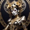 Gothic art deco biomechanical being reminiscent of geisha shaman inspired by punky voodoo robot Royalty Free Stock Photo