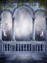 Gothic balcony with candles and roses Royalty Free Stock Photo