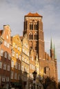 Gothic Bazylika Mariacka church Saint Mary cathedral in City hall Ancient architecture of old town in Gdansk Poland Royalty Free Stock Photo