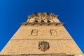 Gothic bell tower facade of the New Cathedral of Salamanca (Catedral Nueva), Spain.