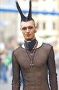 Gothic boy as a punk at festival 2009 Royalty Free Stock Photo