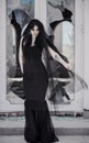 Black dress for Halloween party, gothic bride Royalty Free Stock Photo