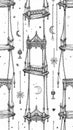 Gothic Canopy Bed Seamless Pattern Royalty Free Stock Photo