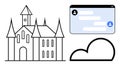Gothic Castle with Chat Interface and Cloud Symbol Representing Digital Communication Royalty Free Stock Photo