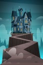 Gothic Castle House In Moonlight Scary Building With Ghosts Royalty Free Stock Photo