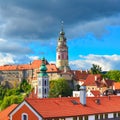 Gothic castle and Hradek tower in Cesky Krumlov