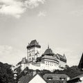 Gothic castle Karlstejn in Czech republic, colorless Royalty Free Stock Photo