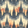Gothic Cathedral Architecture Pattern with Dramatic Sky Royalty Free Stock Photo