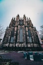 Gothic cathedral facade in Germany, characterized by ornate spires and pointed arches. Royalty Free Stock Photo