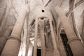 Gothic ceiling and spiral staircase of main hall in Conciergerie in Paris