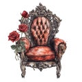 Gothic chair watercolor illustration Royalty Free Stock Photo