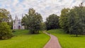 Gothic Chapel in Peterhof is an Orthodox church in the name of Saint Alexander Nevsky situated in the Alexandria Park of Petergof Royalty Free Stock Photo