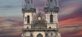 Gothic Church of Mother of God in front of Tyn in Old Town Square in Prague, Czech Republic Royalty Free Stock Photo