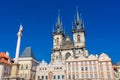 The gothic Church of Our Lady before Tyn in Prague main square in the unesco historic center, Czech Republic