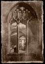 Gothic Church Ruins in antique old photograph style