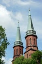 Gothic church towers in Pruszkow Royalty Free Stock Photo