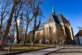 Gothic church of the Virgin Mary Visitation and White Tower. Klatovy, Czechia