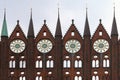 Gothic City Hall facade, Hanseatic town Stralsund, Germany