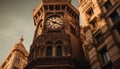 The Gothic clock tower symbolizes the ancient British culture generated by AI