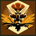 Gothic coat of arms with an eagle on a brown background AI Generated