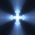 Gothic cross symbol blue light flare Royalty Free Stock Photo