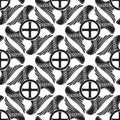 Gothic Cross with wings in the shape of swastica. Seamless pattern. Royalty Free Stock Photo
