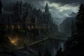 Gothic Dark fantasy monastery. Generate Ai