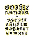 Gothic, display English alphabet. Vector. Medieval Latin letters. Mixing with antiqua. Old European style. Calligraphy and letteri