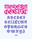 Gothic, display English alphabet. Vector. Medieval Latin letters. Mixing with subtle grotesque. Old European style. Calligraphy an