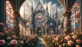 Gothic Elegance Amidst Floral Paradise