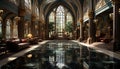 Gothic elegance, illuminated stained glass, reflecting spirituality generated by AI