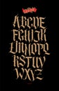 Gothic, English alphabet. Vector set. Font for tattoo, personal and commercial purposes. Elements are isolated on a black Royalty Free Stock Photo