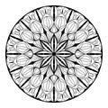 Black and white geometric mandala. Gothic vector image of the ornament