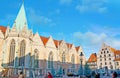 The Gewandhaus and St Martini Parish Church, Eiermarkt square, Braunschweig, Germany