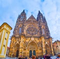 The facade of St Vitus Cathedral, Prague Castle, Hradcany, Czech Republic Royalty Free Stock Photo