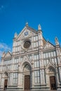 Gothic facade and entrance door of the Santa Croce basilica, Florence ITALY Royalty Free Stock Photo