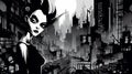 Gothic Femme Fatale In A Noir Cityscape