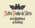 Gothic font. Notre dame de Paris lettering